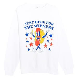 Hot Dog Im Just Here For The Wieners 4th Of July Funny Premium Crewneck Sweatshirt