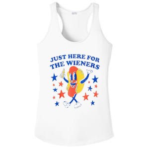 Hot Dog Im Just Here For The Wieners 4th Of July Funny Ladies PosiCharge Competitor Racerback Tank