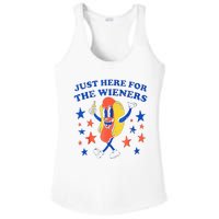 Hot Dog Im Just Here For The Wieners 4th Of July Funny Ladies PosiCharge Competitor Racerback Tank