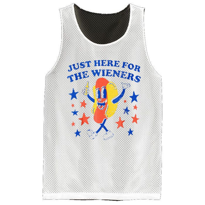 Hot Dog Im Just Here For The Wieners 4th Of July Funny Mesh Reversible Basketball Jersey Tank