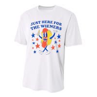 Hot Dog Im Just Here For The Wieners 4th Of July Funny Performance Sprint T-Shirt