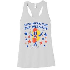 Hot Dog Im Just Here For The Wieners 4th Of July Funny Women's Racerback Tank