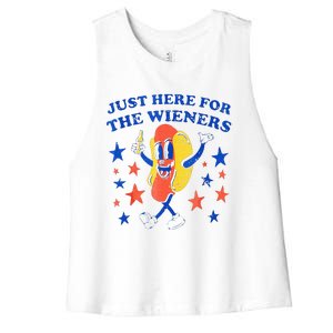 Hot Dog Im Just Here For The Wieners 4th Of July Funny Women's Racerback Cropped Tank