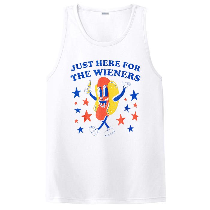 Hot Dog Im Just Here For The Wieners 4th Of July Funny PosiCharge Competitor Tank