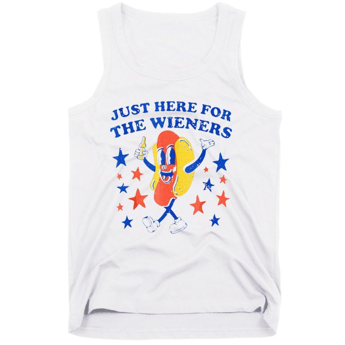 Hot Dog Im Just Here For The Wieners 4th Of July Funny Tank Top