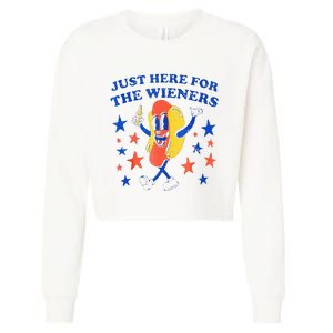 Hot Dog Im Just Here For The Wieners 4th Of July Funny Cropped Pullover Crew