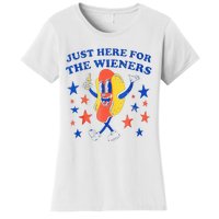 Hot Dog Im Just Here For The Wieners 4th Of July Funny Women's T-Shirt