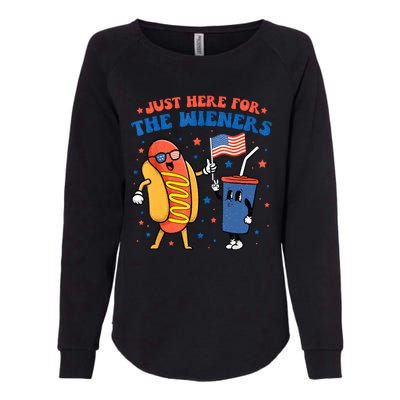 Hot Dog Im Just Here For The Wieners Funny 4Th Of July Womens California Wash Sweatshirt