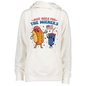 Hot Dog Im Just Here For The Wieners Funny 4Th Of July Womens Funnel Neck Pullover Hood