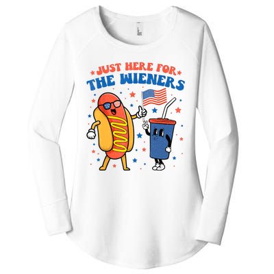 Hot Dog Im Just Here For The Wieners Funny 4Th Of July Women's Perfect Tri Tunic Long Sleeve Shirt