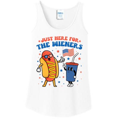 Hot Dog Im Just Here For The Wieners Funny 4Th Of July Ladies Essential Tank