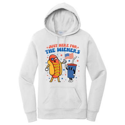 Hot Dog Im Just Here For The Wieners Funny 4Th Of July Women's Pullover Hoodie