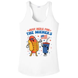 Hot Dog Im Just Here For The Wieners Funny 4Th Of July Ladies PosiCharge Competitor Racerback Tank