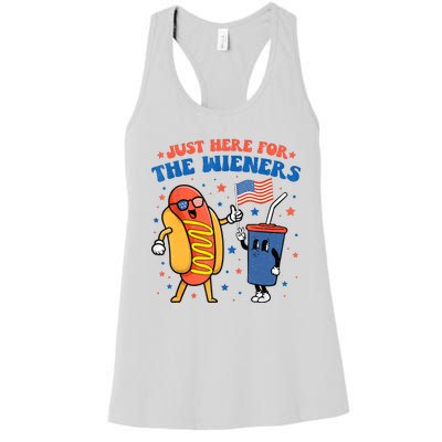 Hot Dog Im Just Here For The Wieners Funny 4Th Of July Women's Racerback Tank