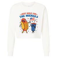 Hot Dog Im Just Here For The Wieners Funny 4Th Of July Cropped Pullover Crew