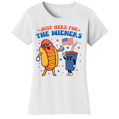 Hot Dog Im Just Here For The Wieners Funny 4Th Of July Women's T-Shirt