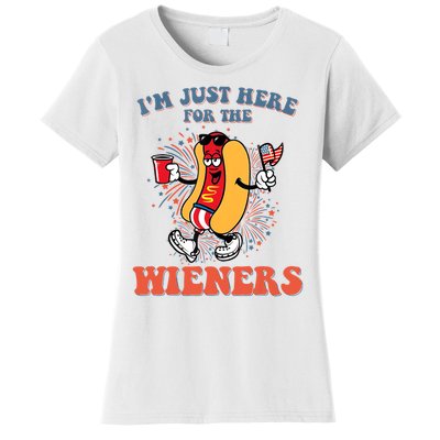 Hot Dog IM Just Here For The Wieners 4th Of July Women's T-Shirt