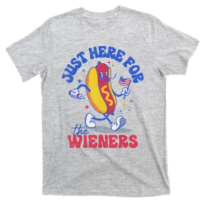 Hot Dog IM Just Here For The Wieners Funny Fourth Of July T-Shirt