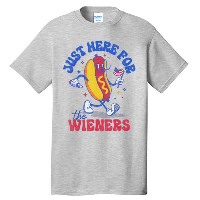 Hot Dog IM Just Here For The Wieners Funny Fourth Of July Tall T-Shirt