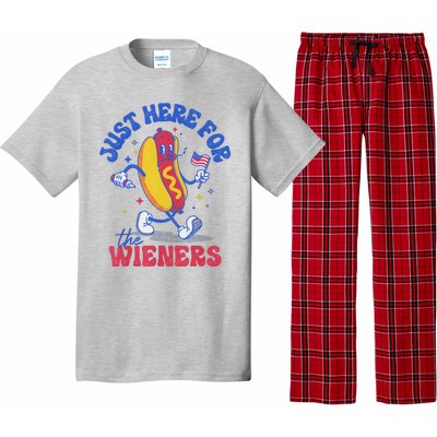 Hot Dog IM Just Here For The Wieners Funny Fourth Of July Pajama Set