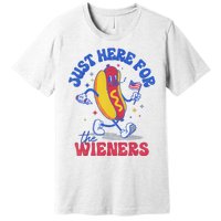 Hot Dog IM Just Here For The Wieners Funny Fourth Of July Premium T-Shirt