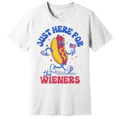 Hot Dog IM Just Here For The Wieners Funny Fourth Of July Premium T-Shirt