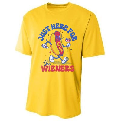 Hot Dog IM Just Here For The Wieners Funny Fourth Of July Performance Sprint T-Shirt