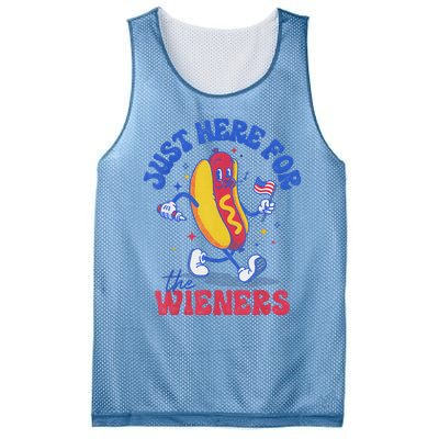 Hot Dog IM Just Here For The Wieners Funny Fourth Of July Mesh Reversible Basketball Jersey Tank