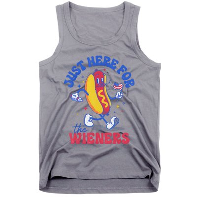 Hot Dog IM Just Here For The Wieners Funny Fourth Of July Tank Top