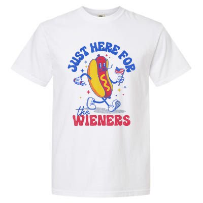 Hot Dog IM Just Here For The Wieners Funny Fourth Of July Garment-Dyed Heavyweight T-Shirt