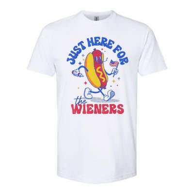 Hot Dog IM Just Here For The Wieners Funny Fourth Of July Softstyle CVC T-Shirt