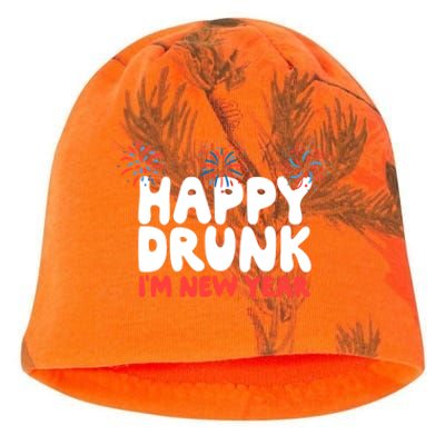 Happy Drunk I'm New Year Gift New Year Eve Beer Wine Alcohol Gift Kati - Camo Knit Beanie