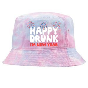 Happy Drunk I'm New Year Gift New Year Eve Beer Wine Alcohol Gift Tie-Dyed Bucket Hat