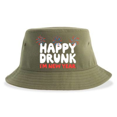 Happy Drunk I'm New Year Gift New Year Eve Beer Wine Alcohol Gift Sustainable Bucket Hat