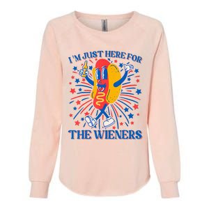 Hot Dog IM Just Here For The Wieners 4th Of July Womens California Wash Sweatshirt