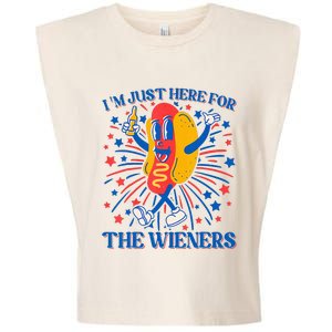 Hot Dog IM Just Here For The Wieners 4th Of July Garment-Dyed Women's Muscle Tee