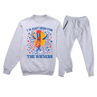 Hot Dog IM Just Here For The Wieners 4th Of July Premium Crewneck Sweatsuit Set