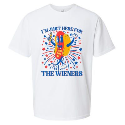 Hot Dog IM Just Here For The Wieners 4th Of July Sueded Cloud Jersey T-Shirt