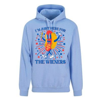 Hot Dog IM Just Here For The Wieners 4th Of July Unisex Surf Hoodie