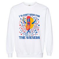 Hot Dog IM Just Here For The Wieners 4th Of July Garment-Dyed Sweatshirt