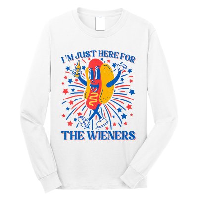 Hot Dog IM Just Here For The Wieners 4th Of July Long Sleeve Shirt