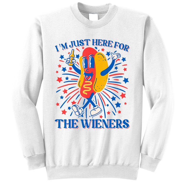 Hot Dog IM Just Here For The Wieners 4th Of July Sweatshirt