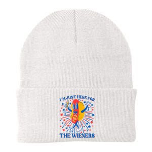 Hot Dog IM Just Here For The Wieners 4th Of July Knit Cap Winter Beanie