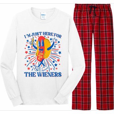 Hot Dog IM Just Here For The Wieners 4th Of July Long Sleeve Pajama Set