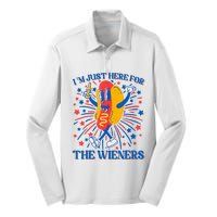 Hot Dog IM Just Here For The Wieners 4th Of July Silk Touch Performance Long Sleeve Polo