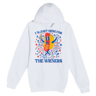 Hot Dog IM Just Here For The Wieners 4th Of July Premium Pullover Hoodie