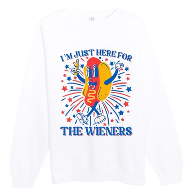 Hot Dog IM Just Here For The Wieners 4th Of July Premium Crewneck Sweatshirt