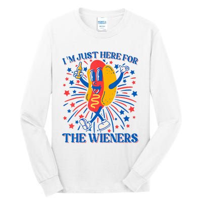 Hot Dog IM Just Here For The Wieners 4th Of July Tall Long Sleeve T-Shirt