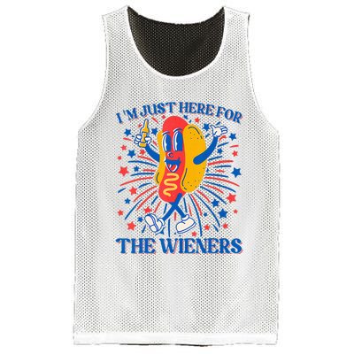 Hot Dog IM Just Here For The Wieners 4th Of July Mesh Reversible Basketball Jersey Tank