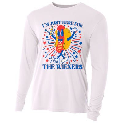 Hot Dog IM Just Here For The Wieners 4th Of July Cooling Performance Long Sleeve Crew